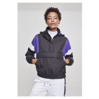 Dámská bunda do pasu // Urban Classics Ladies 3-Tone Padded Pull Over Jacket black/ultraviolet/w