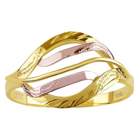Zlatý prsten s ručním rytím Adele ze žlutého a růžového zlata Silvego