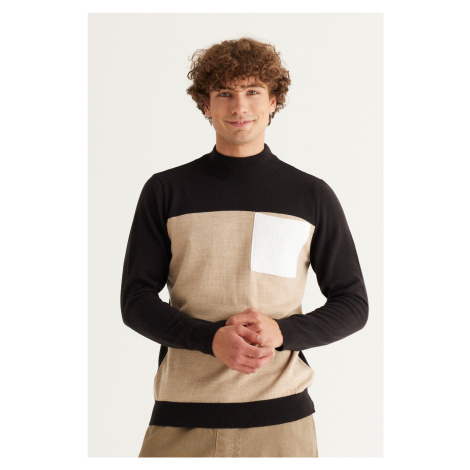 ALTINYILDIZ CLASSICS Men's Brown-Beige Standard Fit Normal Cut Half Turtleneck Knitwear Sweater AC&Co / Altınyıldız Classics