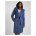 Guess Modrý dámský vlněný kabát na zavazování s límcem z umělého kožíšku Gu - Dámské