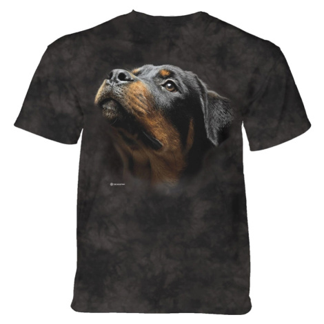 Pánské batikované triko The Mountain - Rottweiler andělská tvář - černé