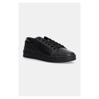 Kožené sneakers boty Calvin Klein LOW TOP LACE UP PIPING černá barva, HM0HM01588