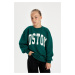 DEFACTO Girls Oversize Wide Pattern Crew Neck Printed School Sweatshirt