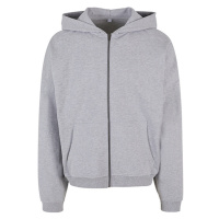 Build Your Brand Pánská oversize mikina na zip BY254 Heather Grey