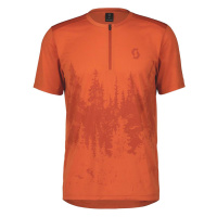 SCOTT Cyklistický dres s krátkým rukávem - TRAIL FLOW ZIP SS - oranžová