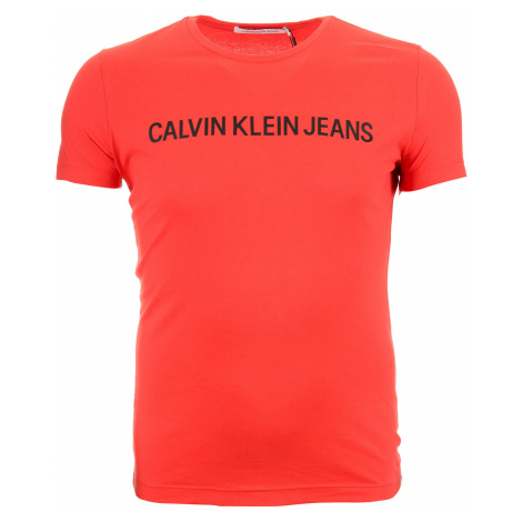 Pánské červené tričko s nápisem Calvin Klein Jeans | Modio.cz