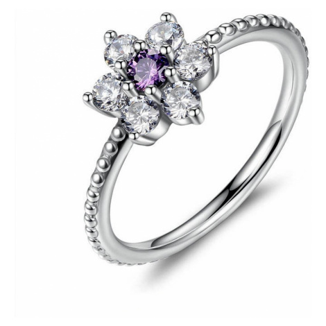 Linda's Jewelry Stříbrný prsten Flower Shiny violet IPR023 Velikost: 56