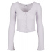 Ladies Cropped Rib Cardigan - softlilac