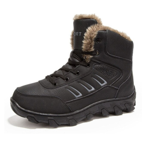 Zimní sněhule pánské boty kožené s kožíškem MIXI FASHION