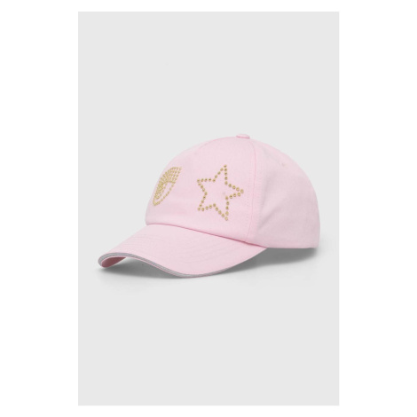 Bavlněná baseballová čepice Chiara Ferragni EYE STAR růžová barva, s aplikací, 76SBZK13
