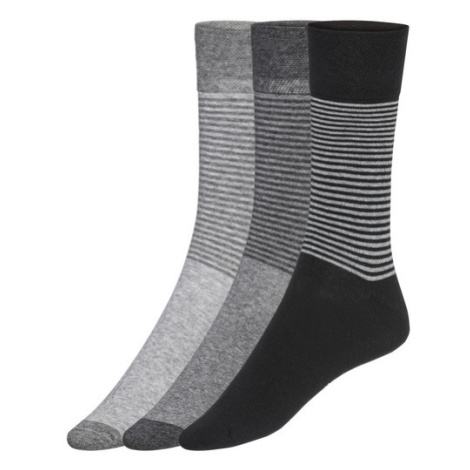 LIVERGY® Pánské ponožky s BIO bavlnou, 3 páry (šedá/černá)