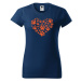 DOBRÝ TRIKO Dámské tričko s potiskem Psí tlapky srdce Barva: Půlnoční modrá