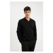 DEFACTO Men's Black Regular Fit Polo Neck Jacquard Knitwear Sweatshirt