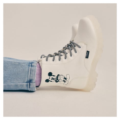 Reserved - Bílé kotníkové boty Mickey Mouse - Bílá