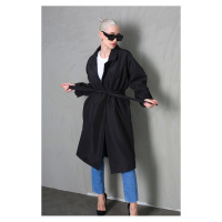 Madmext Black Double Breasted Women's Trench Coat