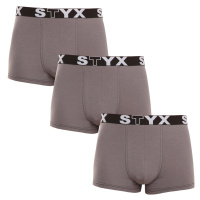 3PACK pánské boxerky Styx sportovní guma tmavě šedé (3G1063)