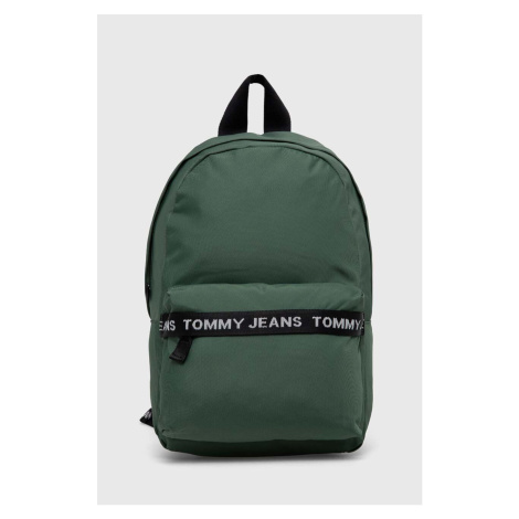 Batoh Tommy Jeans pánský, zelená barva, velký, s potiskem Tommy Hilfiger