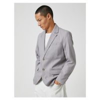 Koton Basic Blazer. Wide Collar with Buttons, Pocket Detailed.