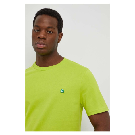 Bavlněné tričko United Colors of Benetton zelená barva
