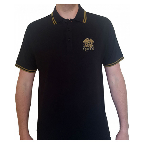 Queen tričko, Crest Logo Polo Black, pánské RockOff