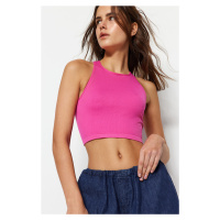 Trendyol Pink Seamless Fitted Barbell Neck Crop Stretch Knitted Blouse