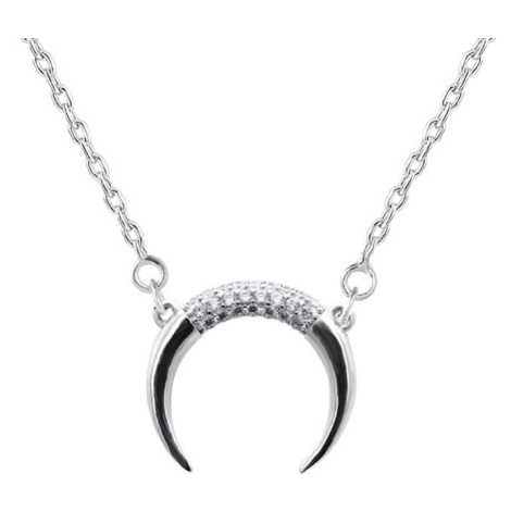 Beneto Minimalistický stříbrný náhrdelník Půlměsíc AGS650/47