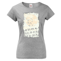 Dámské tričko s potiskem oblohy a vlaštovek - originální tričko na narozeniny