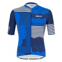 SANTINI Cyklistický dres s krátkým rukávem - DELTA OPTIC - bílá/modrá