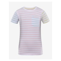 Růžovo-bílé dětské pruhované tričko ALPINE PRO BOATERO