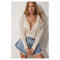 Happiness İstanbul Summer Openwork V-Neck Knitwear Cardigan
