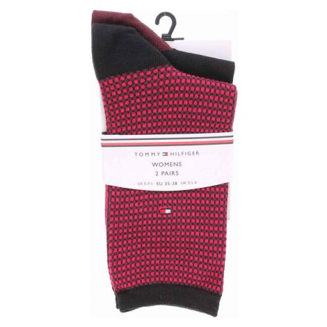 Tommy Hilfiger dámské ponožky 100000854 005 black-rose violet Červená