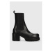 Kožené kotníkové boty Pinko Parry dámské, černá barva, na podpatku, 102319 A1D4 Z99