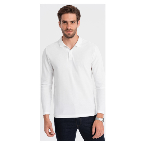 Ombre Pánské tričko s límečkem Hodred bílá Bílá