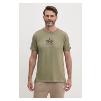 Bavlněné tričko Alpha Industries zelená barva, 118533.11-green