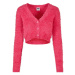 Ladies Cropped Feather Cardigan - hibiskus pink