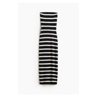 H & M - Žebrované šaty tube dress bez ramínek - černá