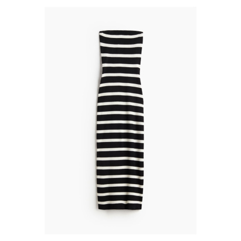 H & M - Žebrované šaty tube dress bez ramínek - černá H&M