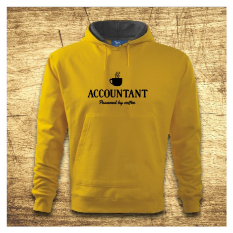 Mikina s kapucňou s motívom Accountant – Powered by coffee BezvaTriko