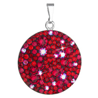 Evolution Group Stříbrný přívěsek s krystaly Swarovski červený kulatý 34131.3 cherry