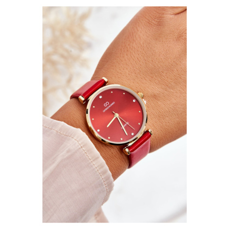Dámské hodinky na koženém řemínku Giorgio&Dario červené Kesi