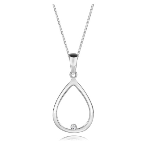Stříbrný náhrdelník 925 - diamant, kontura slzy, nastavitelná délka Šperky eshop