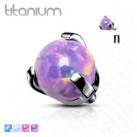 Hlavička z titanu, kulička v pouzdře, syntetický opál, závit, různé barvy, 3 mm - Barva piercing