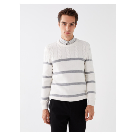 LC Waikiki Crew Neck Long Sleeve Striped Men's Knitwear Sweater