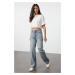 Trendyol Blue More Sustainable Ripped High Waist Wide Leg Jeans