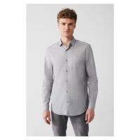 Avva Men's Light Gray 100% Cotton Printed Classic Collar Slim Fit Slim Fit Shirt