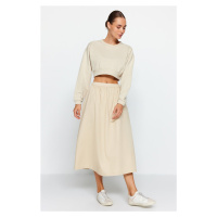 Trendyol Beige A-line Midi Skirt With Woven