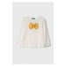Dětské bavlněné tričko s dlouhým rukávem United Colors of Benetton bílá barva