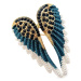 Camerazar Elegantní brož s modrými křídly, bižuterní slitina, šířka 3,7 cm, výška 5,3 cm