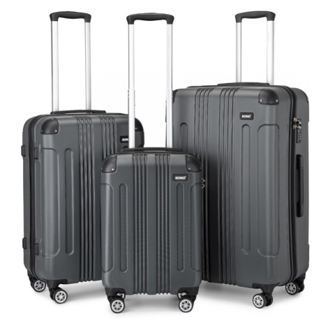 Sada 3 cestovních kufrů na kolečkách Kono ABS - šedá - 41/78/102L