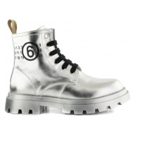 Kotníková obuv mm6 track sole logo print ankle boots lace up šedá